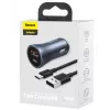 Automašīnas lādētājs Baseus TZCCJD-0G 40W tumši pelēks — USB transportlīdzekļa strāvas adapteris, 40W izeja