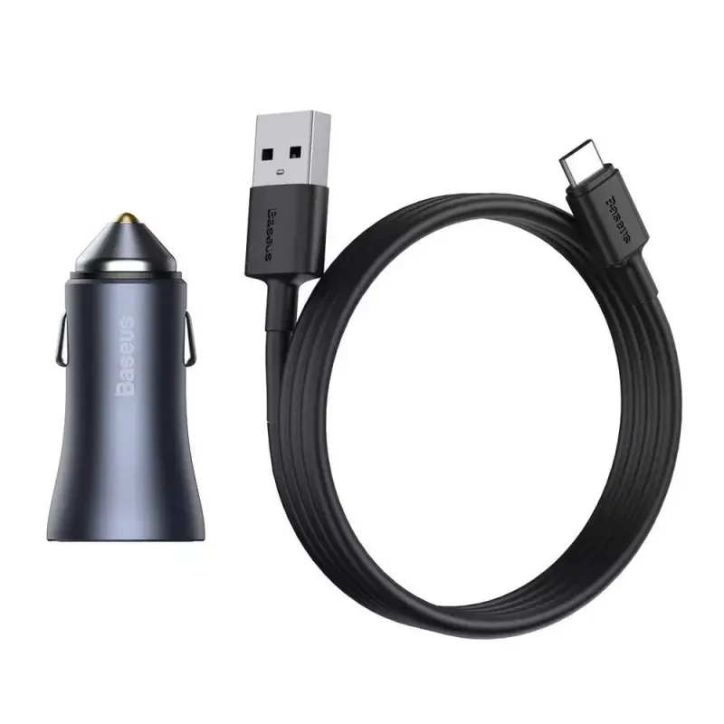 Automašīnas lādētājs Baseus TZCCJD-0G 40W tumši pelēks — USB transportlīdzekļa strāvas adapteris, 40W izeja