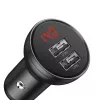 Automašīnas USB lādētājs Baseus AB2XUSBAKBK — 2× USB 2.0, 4,8 A, cigāru šķiltavas barošana, melns/pelēks