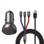 Automašīnas USB lādētājs Baseus AB2XUSBAKBK — 2× USB 2.0, 4,8 A, cigāru šķiltavas barošana, melns/pelēks