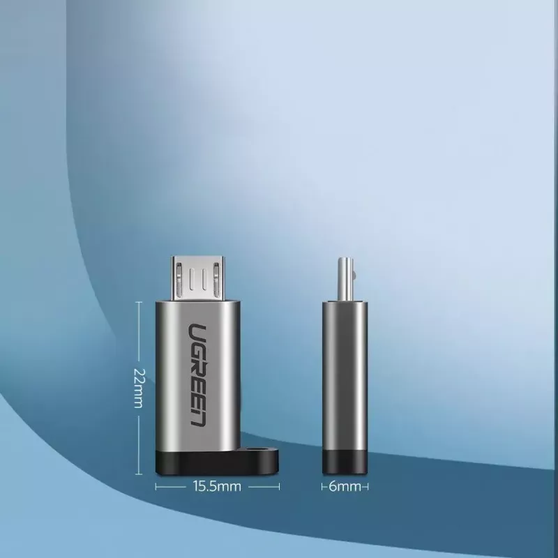 USB adapteris UGREEN USB-C uz microUSB pelēks, viegls 0,4 kg