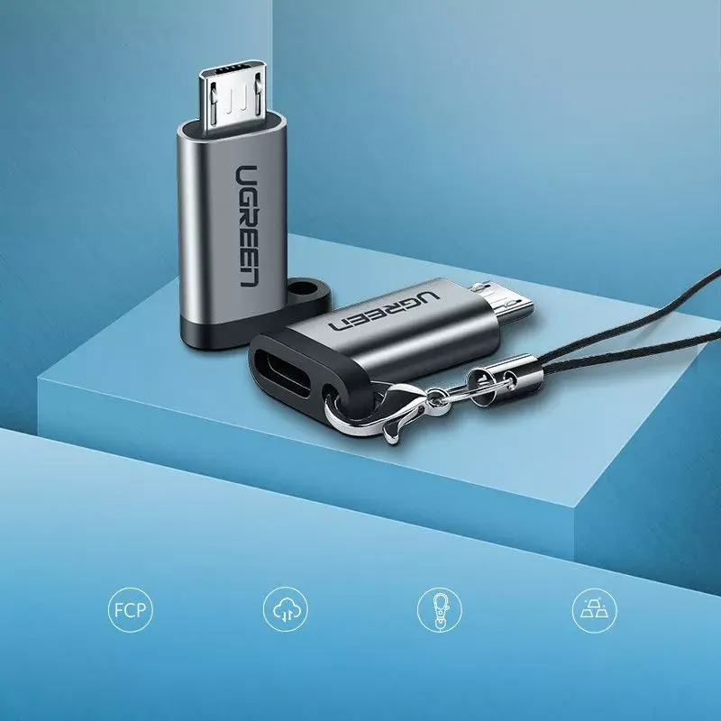 USB adapteris UGREEN USB-C uz microUSB pelēks, viegls 0,4 kg