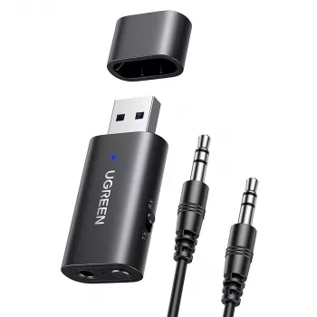 UGREEN Bluetooth audio adapteris UGR1207BLK Bluetooth 5.1 ar 3,5 mm AUX izeju