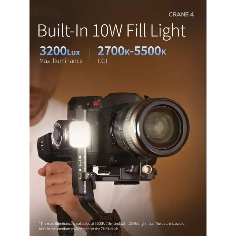 Gimbal Zhiyun Crane 4 3 asu stabilizators ar līdz pat 10 stundu akumulatora darbības laiku