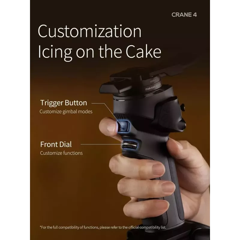 Gimbal Zhiyun Crane 4 3 asu stabilizators ar līdz pat 10 stundu akumulatora darbības laiku