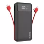 Ārējais akumulators Dudao K1Pro 20000mAh 15W ar 4 iebūvētiem kabeļiem, melns
