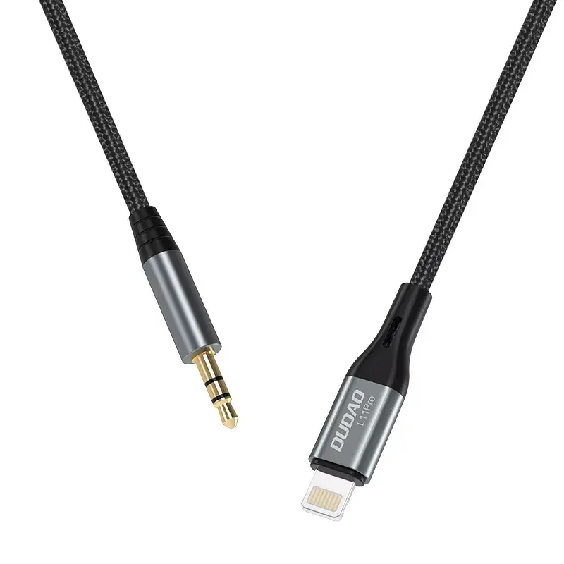 DUDAO audio kabelis Lightning - 3.5mm mini spraudnis 1m pelēks L11PRO