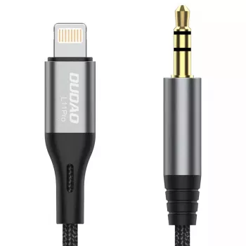 DUDAO audio kabelis Lightning - 3.5mm mini spraudnis 1m pelēks L11PRO