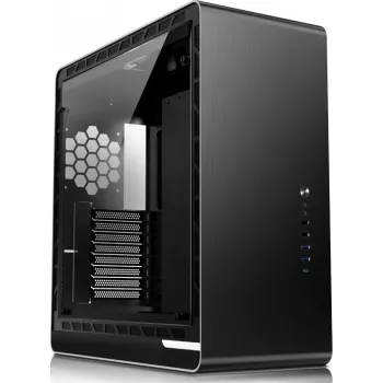 Jonsbo UMX6 Midi-Tower datora korpuss, rūdīta stikla sānu panelis, melns