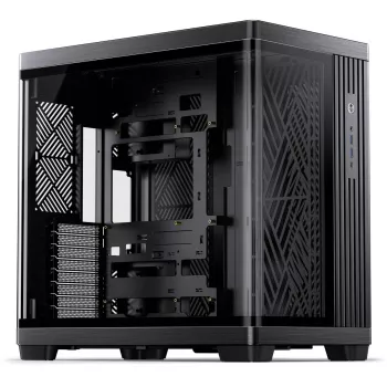 PC korpuss Jonsbo TK-4 Midi-Tower ATX ar rūdīta stikla sānu paneli, melns
