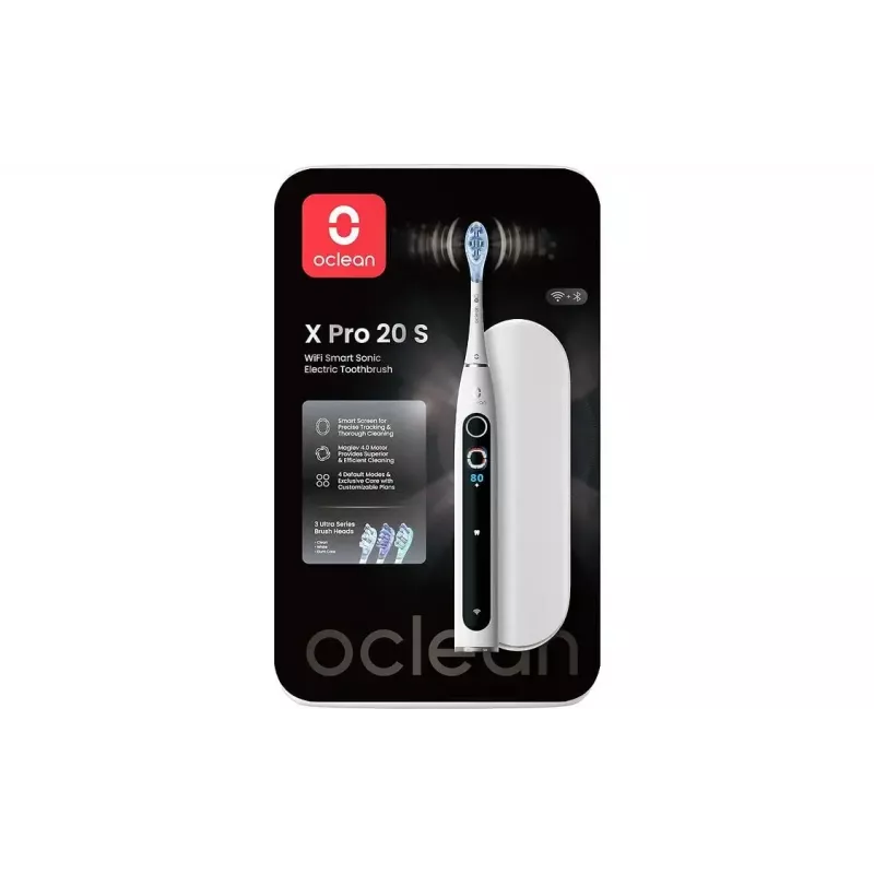 Elektriskā zobu suka OCLEAN X Pro 20 S baltā krāsā ar viedo spiediena sensoru