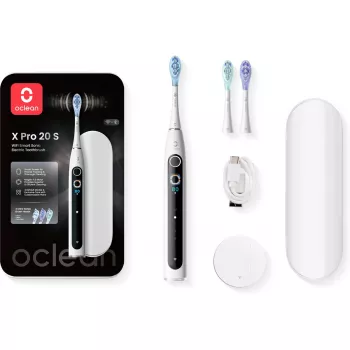Elektriskā zobu suka OCLEAN X Pro 20 S baltā krāsā ar viedo spiediena sensoru