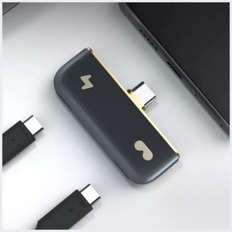 USB-C adapteris Rokid UNB23010 — 2x USB-C porti, melns