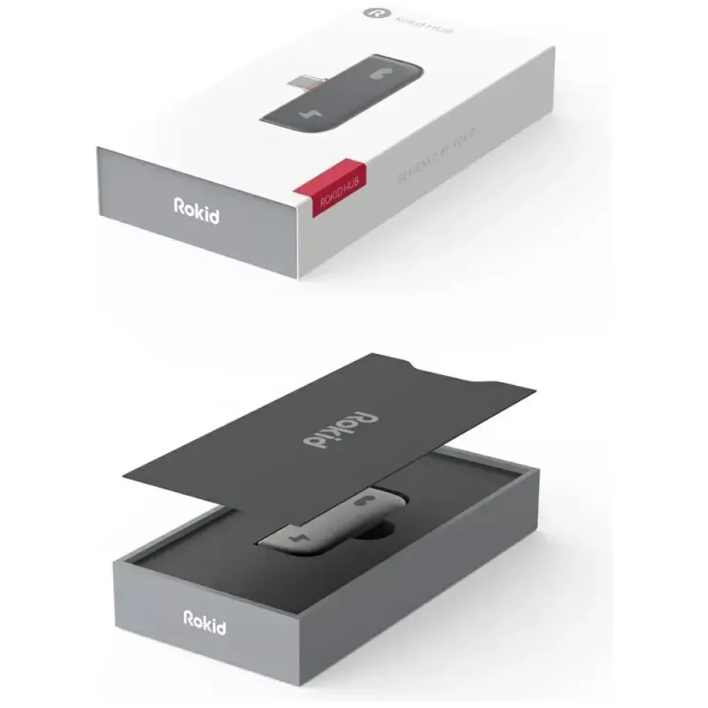 USB-C adapteris Rokid UNB23010 — 2x USB-C porti, melns