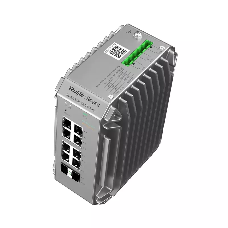 Pārvaldīts L2 tīkla slēdzis Ruijie RG-NIS3100-8GT2SFP-HP — 8× Gigabit RJ-45, 2× SFP, PoE, 12–56 V DC, 20 Gbit/s, 8000 MAC, Pelēks