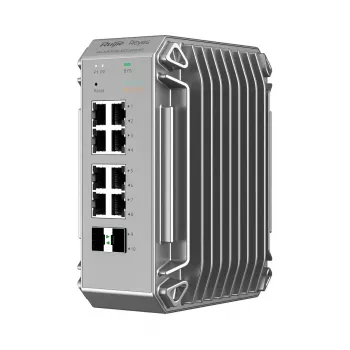 Pārvaldīts L2 tīkla slēdzis Ruijie RG-NIS3100-8GT2SFP-HP — 8× Gigabit RJ-45, 2× SFP, PoE, 12–56 V DC, 20 Gbit/s, 8000 MAC, Pelēks