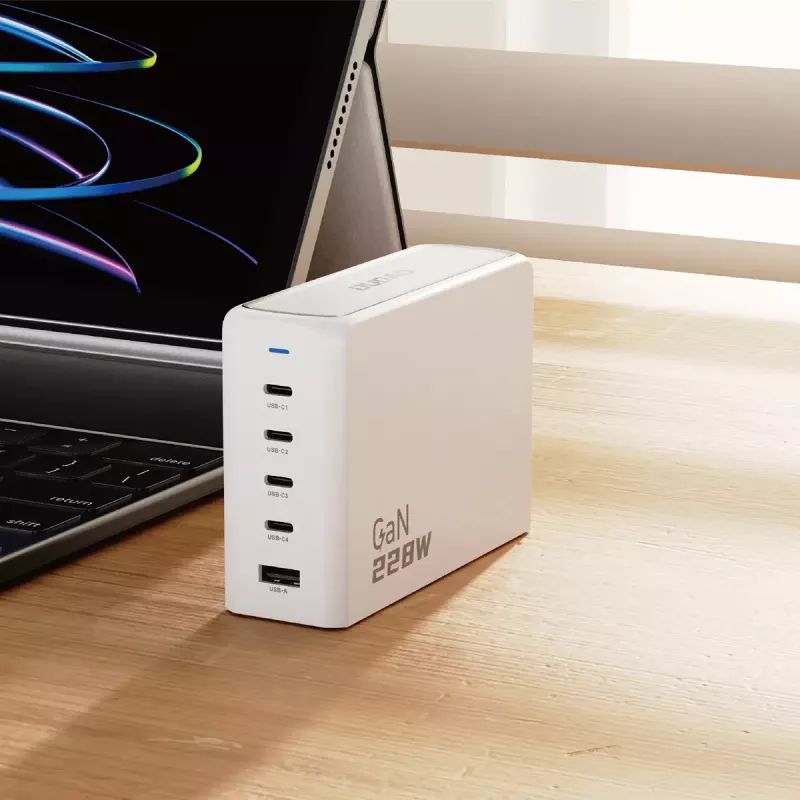 Lādētājs DUDAO A228EU 228W GaN 4xUSB-C 1xUSB-A