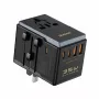 Ceļojumu adapteris Dudao A35Pro 35W ar 3× USB-C un 2× USB-A, vairāku spraudņu EU/UK/AUS/US/JP — melns