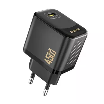 Sienas lādētājs Dudao A28 45W GaN USB-C, melns — vienas pieslēgvietas ātrais lādētājs