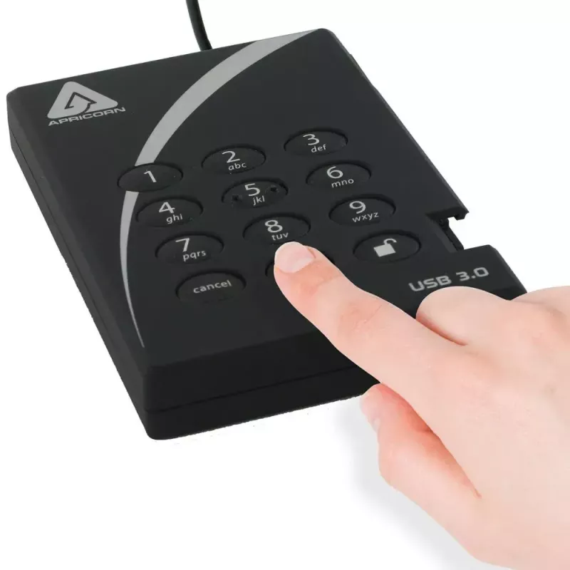 Ārējais cietais disks Apricorn 2TB USB 3.2 Gen 1 Aegis Padlock
