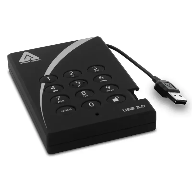 Ārējais cietais disks Apricorn 2TB USB 3.2 Gen 1 Aegis Padlock