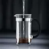 Franču preses kafijas automāts BODUM Chambord 8 krūzēm, melns rāmis ar hromu un stikla karafi