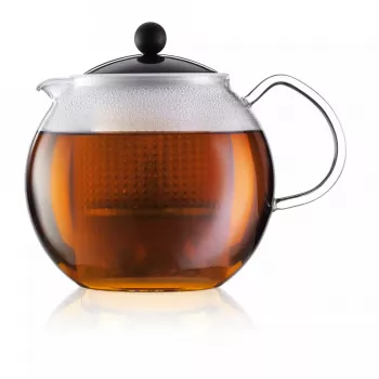 Vienas tējkannas Bodum Assam 1500 ml melna caurspīdīga