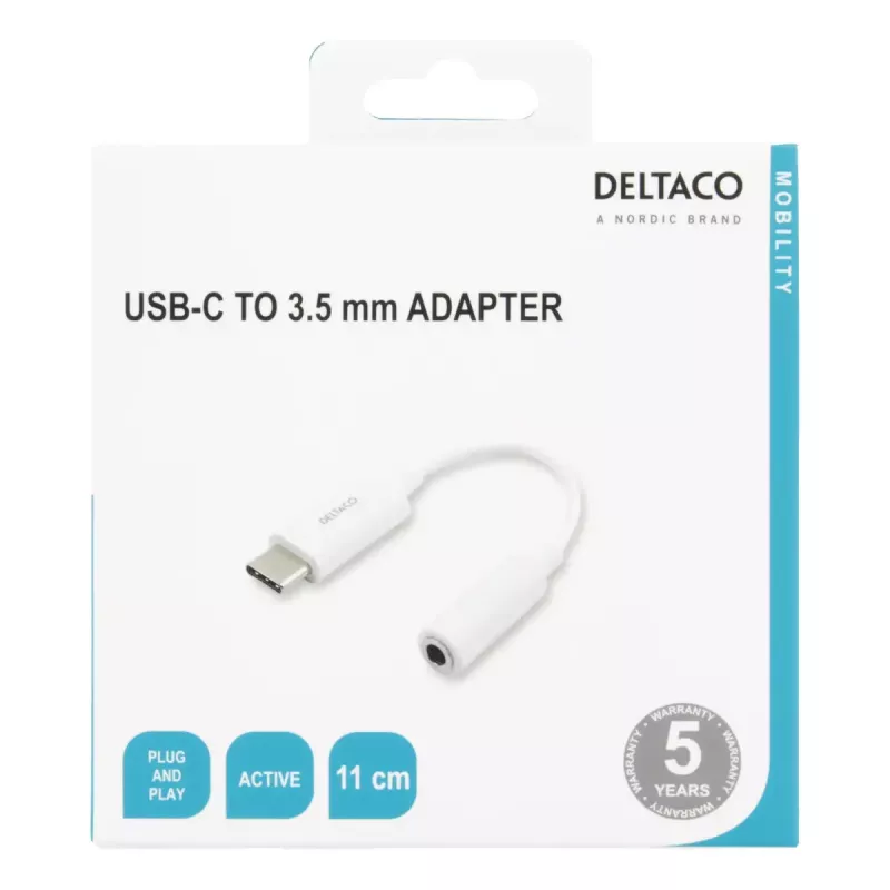 Mobilā tālruņa kabelis Deltaco USBC-1145 0,11 m balts