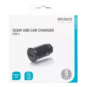 Auto lādētājs Deltaco USB-CAR123 universāls melns