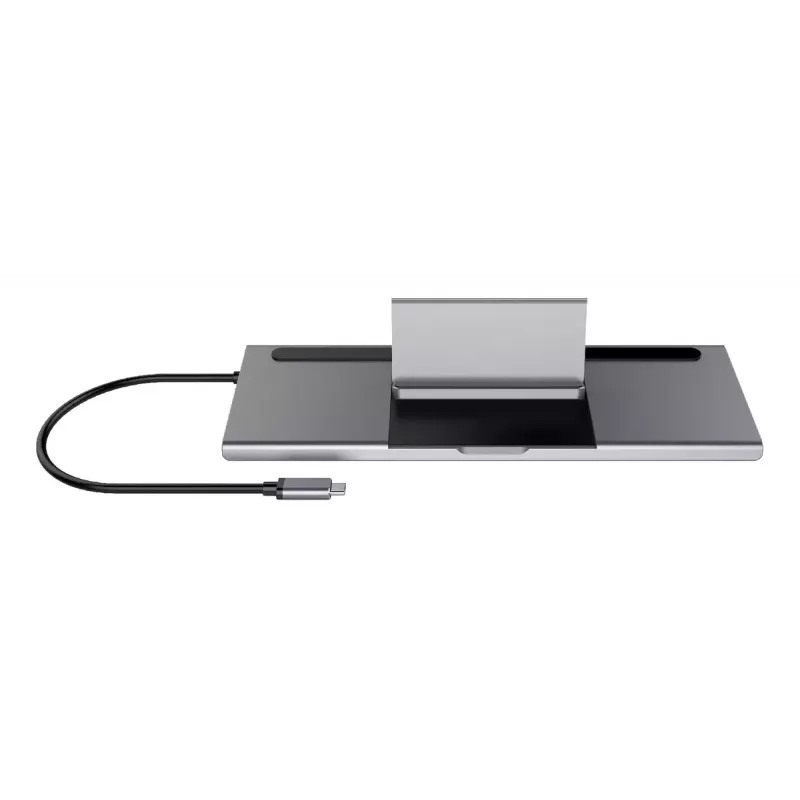 Klēpjdatora dokstacija Deltaco USBC-DOCK2 vadu USB 3.2 Gen 1 Type-C pelēka