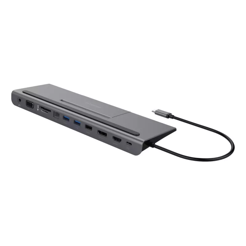 Klēpjdatora dokstacija Deltaco USBC-DOCK2 vadu USB 3.2 Gen 1 Type-C pelēka