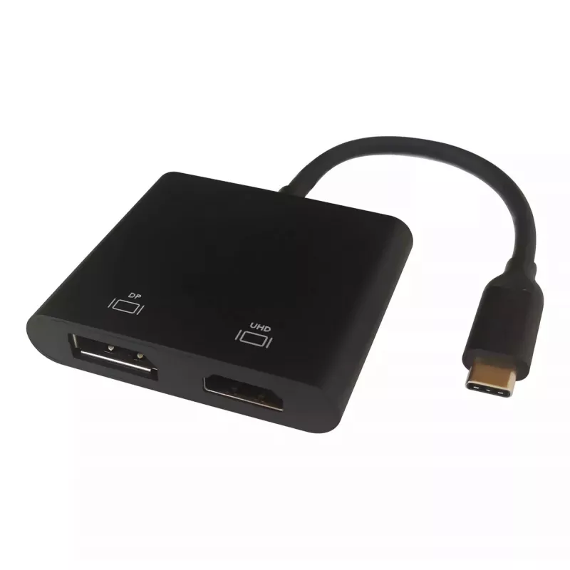 Deltaco USBC-HDDP video kabeļa adapteris 0,1 m USB Type-C HDMI DisplayPort Melns