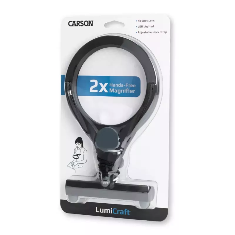 Rokas palielinātājs Carson LumiCraft 2x, LED, ar baterijām, melns, 135×23×226 mm