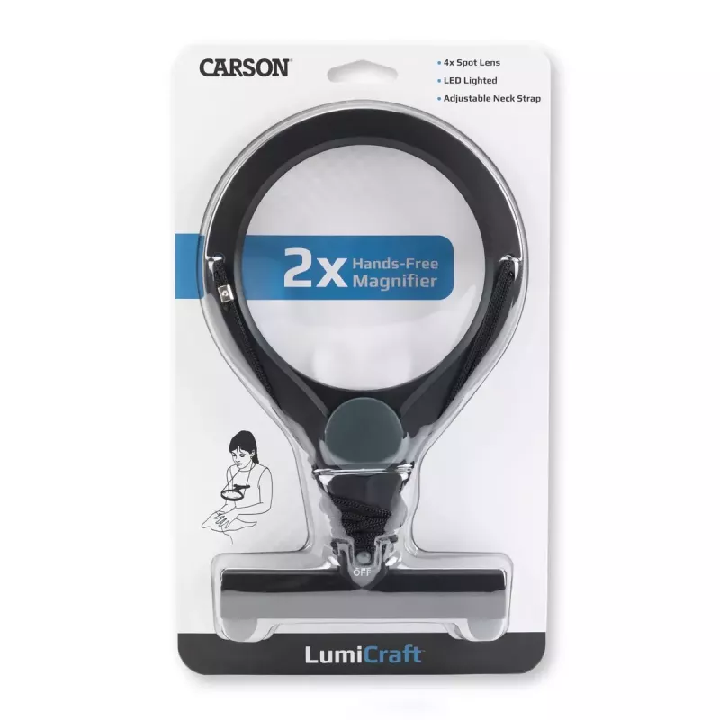 Rokas palielinātājs Carson LumiCraft 2x, LED, ar baterijām, melns, 135×23×226 mm