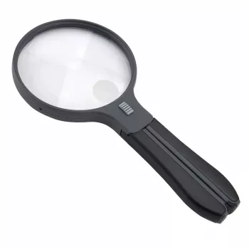 Lupa Carson Split Handle HF-11 — 3,5× rokas palielināmais stikls, melns/caurspīdīgs, AAA baterijas