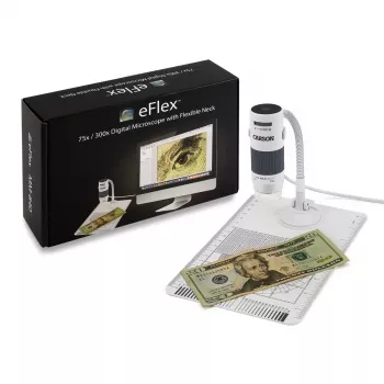Digitālais mikroskops Carson EFLEX 300x, 75–300× palielinājums, 1600×1200 kamera, pelēks/baltas