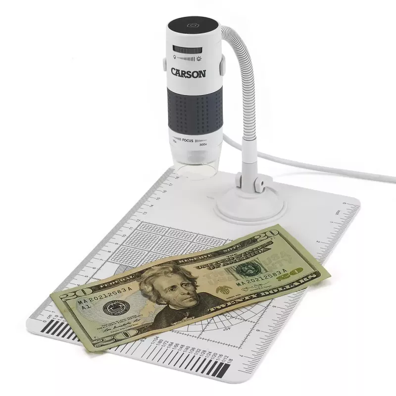 Digitālais mikroskops Carson EFLEX 300x, 75–300× palielinājums, 1600×1200 kamera, pelēks/baltas