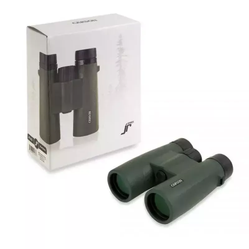Binokļi Carson JR Series 10x42 BaK-4, kompakts jumtveida prizmas modelis, melns/zaļš