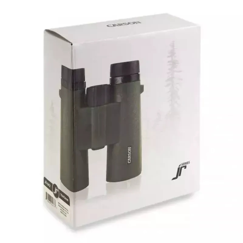Binokļi Carson JR Series 10x42 BaK-4, kompakts jumtveida prizmas modelis, melns/zaļš