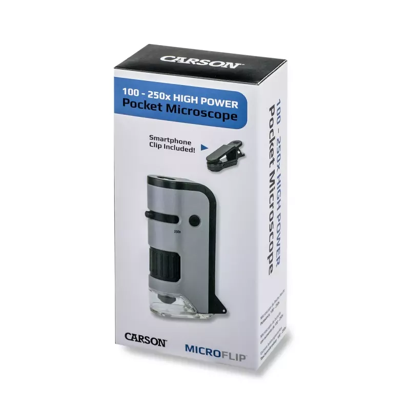 Digitālais mikroskops Carson MICROFLIP 250x Melns Nerūsējošais tērauds