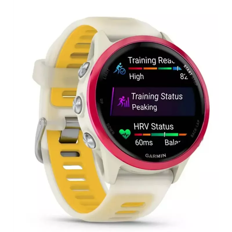 Sporta viedpulkstenis GARMIN Forerunner 570 42 mm, 1,2 collu AMOLED 390×390, GPS, Wi‑Fi, 8 GB, 42 g, silikona siksniņa