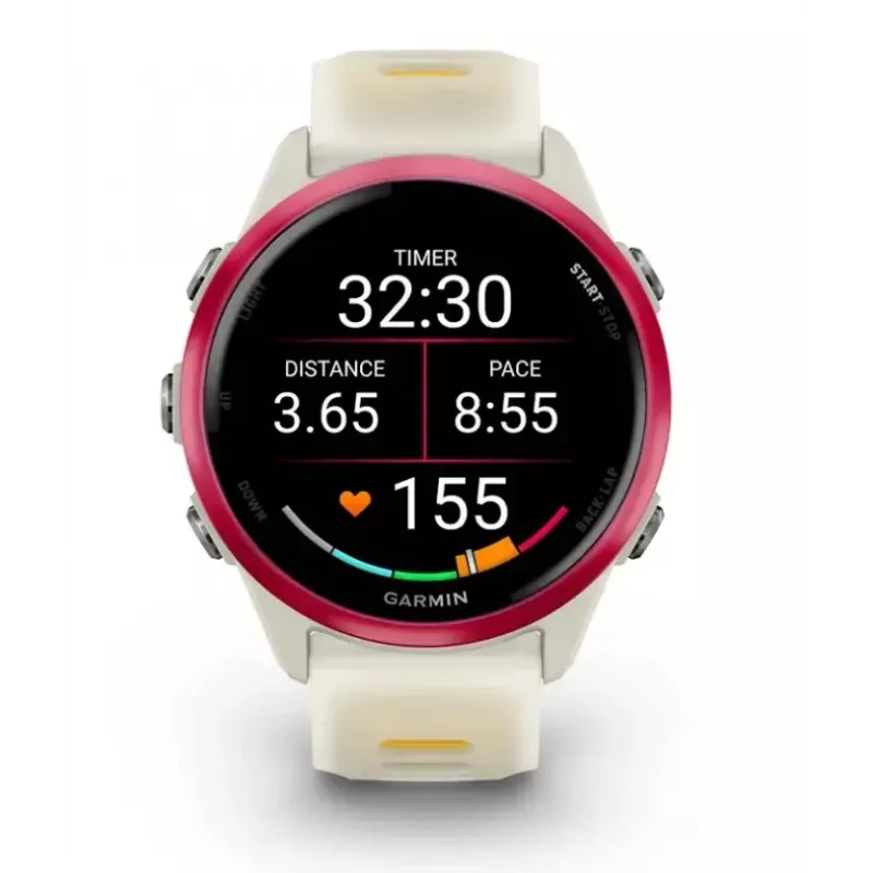 Sporta viedpulkstenis GARMIN Forerunner 570 42 mm, 1,2 collu AMOLED 390×390, GPS, Wi‑Fi, 8 GB, 42 g, silikona siksniņa