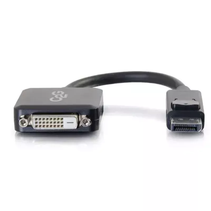 C2G 8in DisplayPort vīriešu uz viena posma DVI-D sieviešu adapteris, melns
