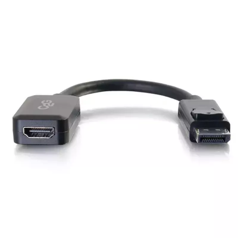 C2G 8in DisplayPort vīrišķais uz HDMI sievišķo adaptera pārveidotājs, melns