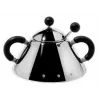 Cukurtrauks Alessi 9097 B nerūsējošais tērauds augstums 80 mm diametrs 10,5 cm melns un nerūsējošais tērauds