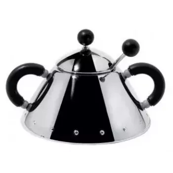 Cukurtrauks Alessi 9097 B nerūsējošais tērauds augstums 80 mm diametrs 10,5 cm melns un nerūsējošais tērauds