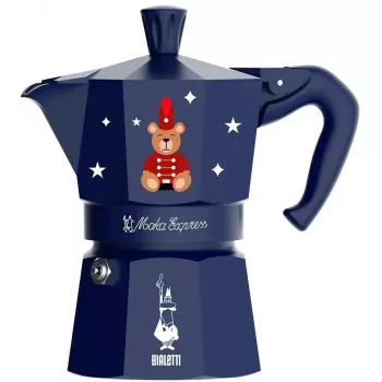 BIALETTI Moka Express 1 krūze zila Joyful Memories plītsvirsmā lietojams espresso automāts
