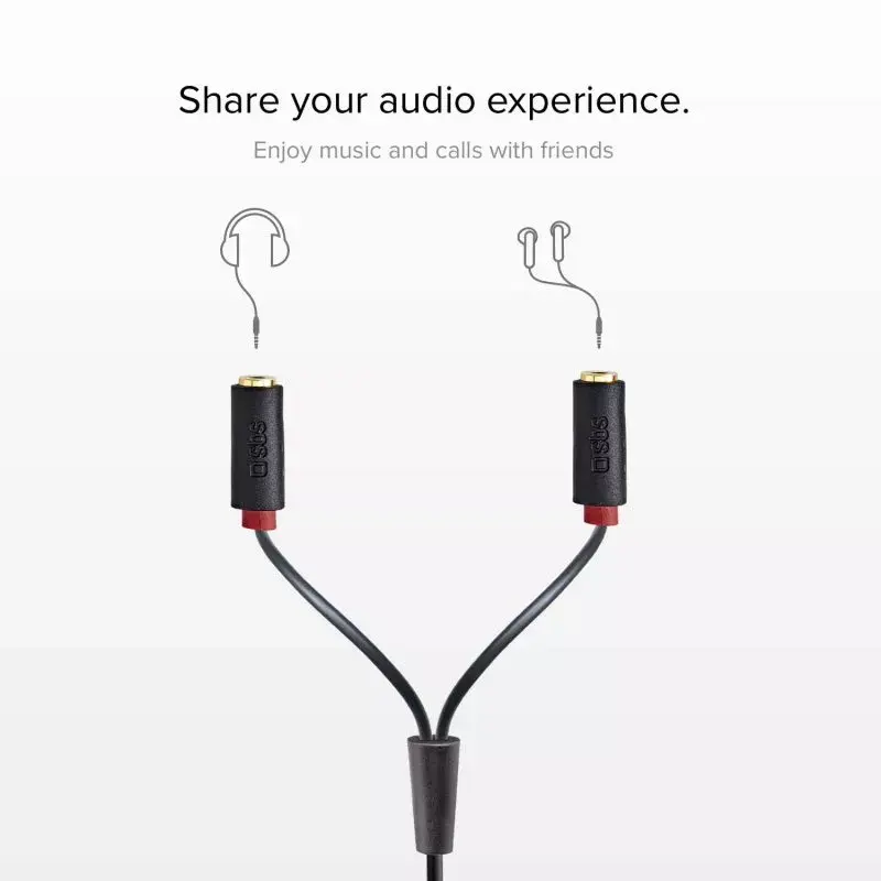 Audio stereo kabelis SBS Audio 3.5 mm ligzda ar sadalītāju