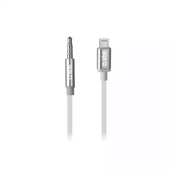 Audio kabelis SBS TEADAPTIPJACK35W 1m 3.5mm Lightning Balts