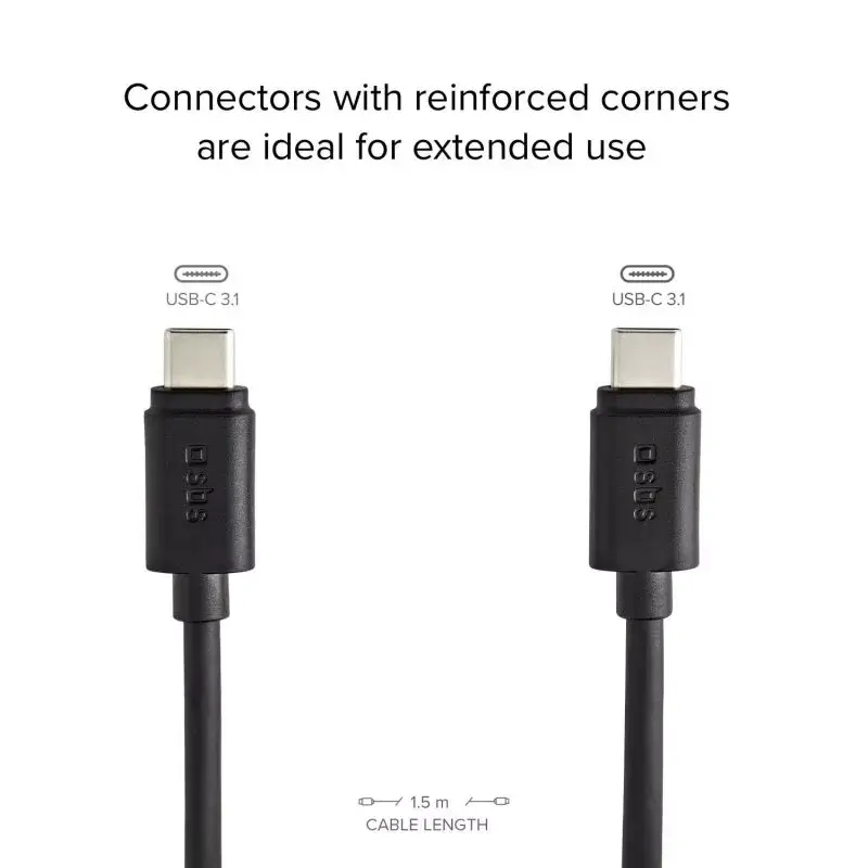 Datu un uzlādes kabelis SBS TECABLETCC31K USB C 1.5m USB 3.2 Gen 1
